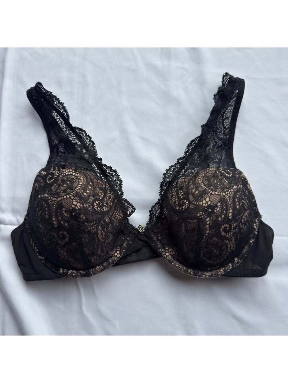 Third Love Plunge Push Up Bra - Black- 34B 1/2